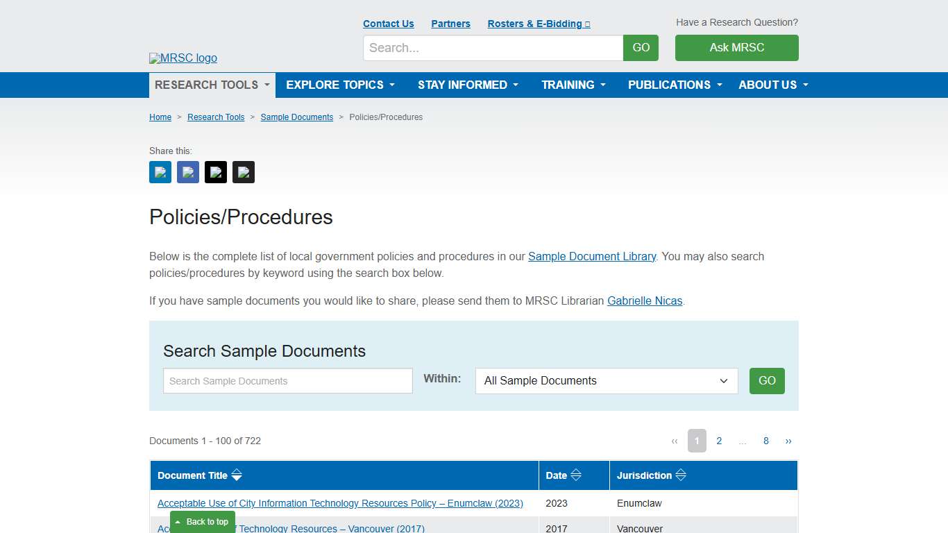 MRSC - Policies/Procedures