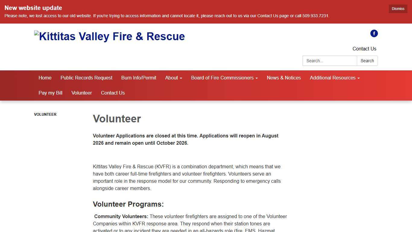 Volunteer  - Kittitas Valley Fire & Rescue